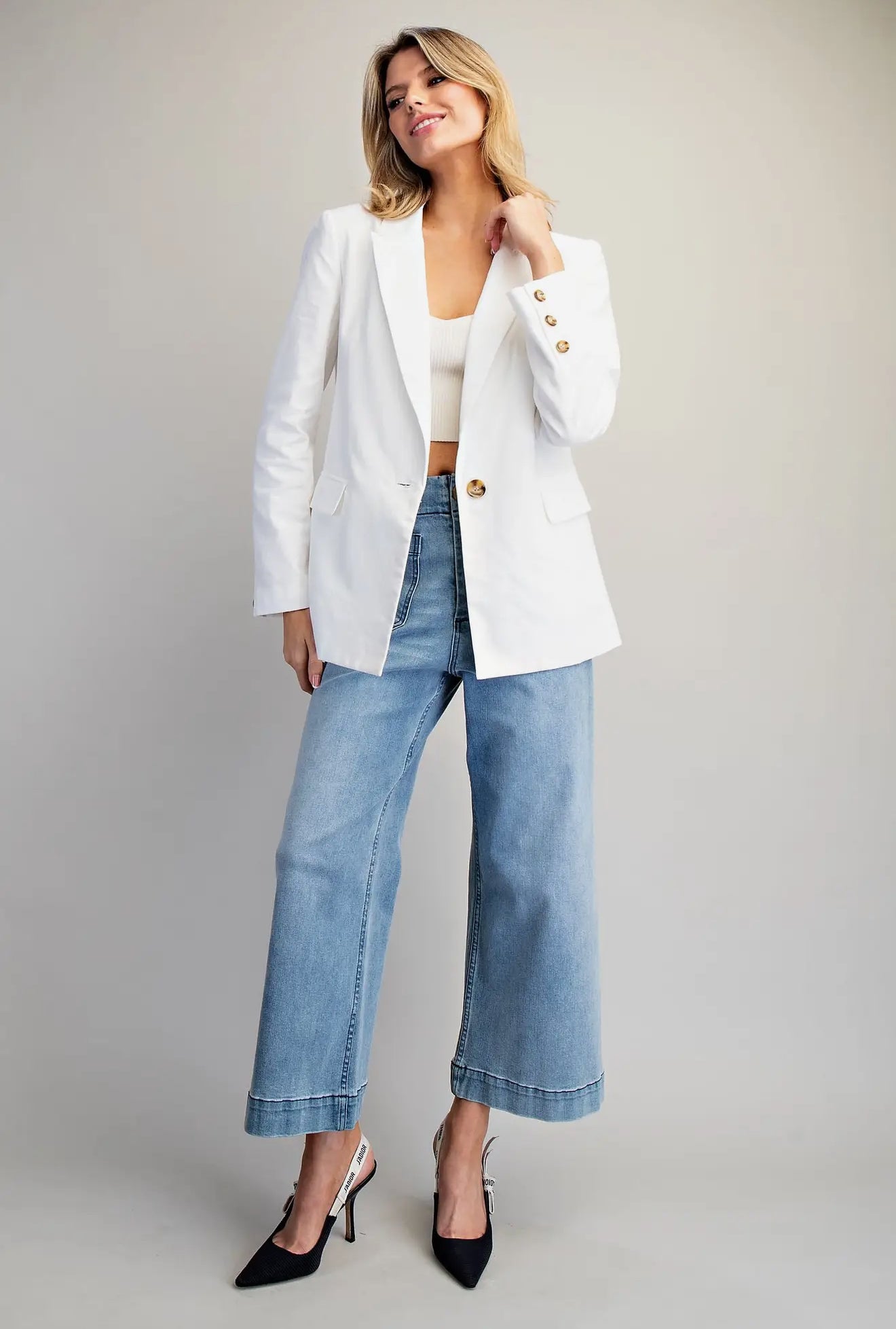 White Linen Blazer