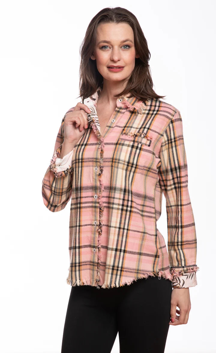 Plaid Fringe Blouse