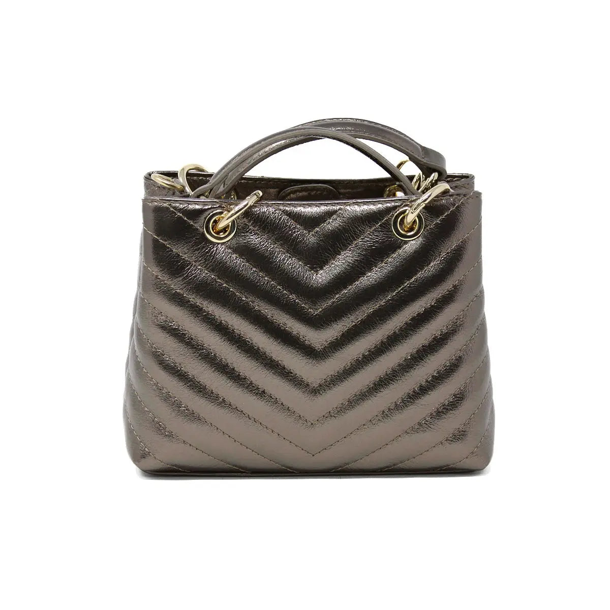 Pewter Leather Handle Bag
