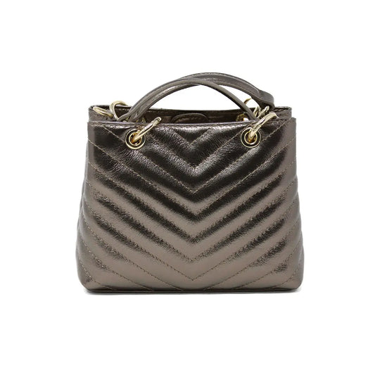 Pewter Leather Handle Bag
