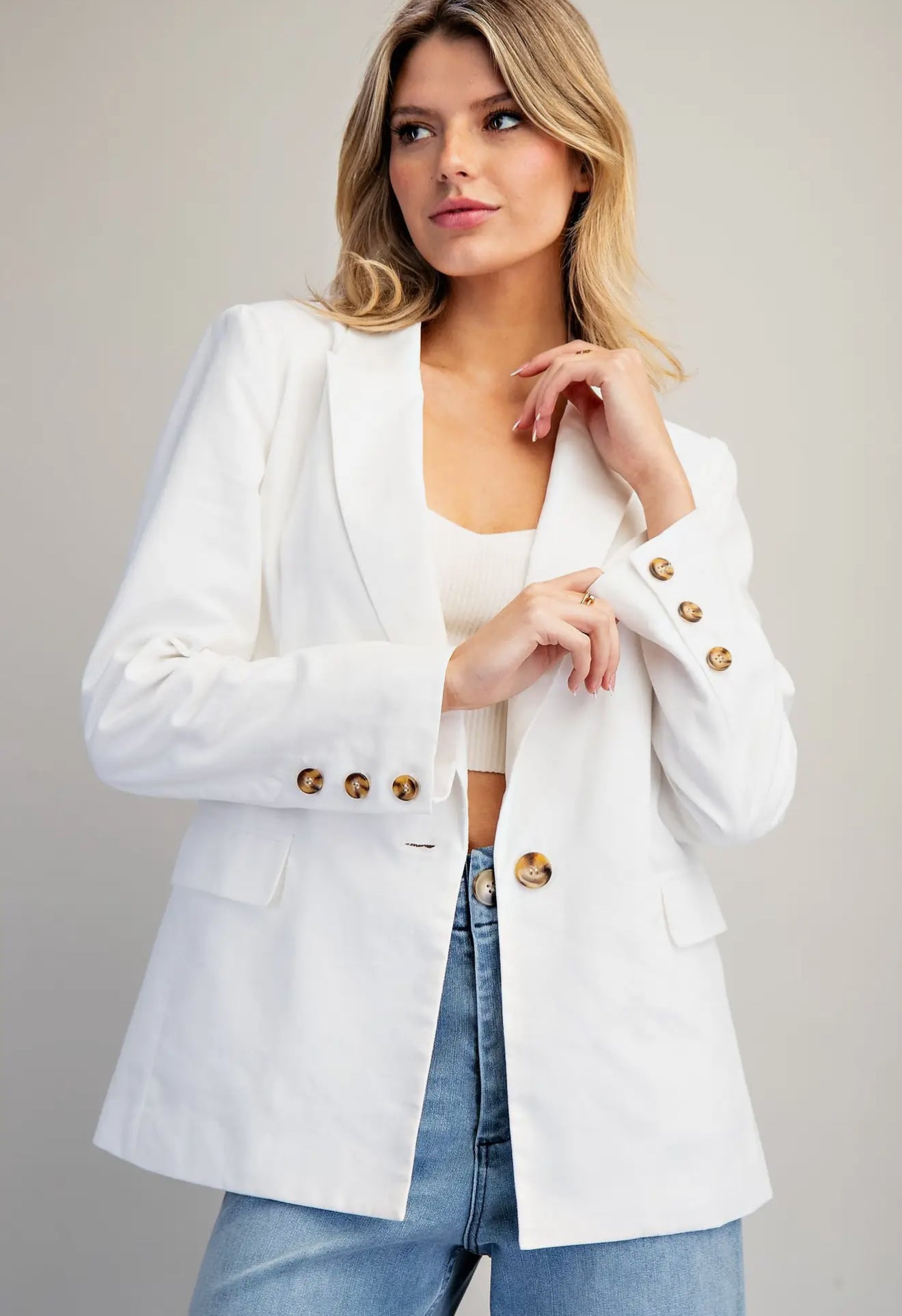 White Linen Blazer