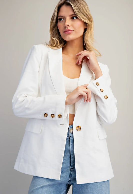 White Linen Blazer