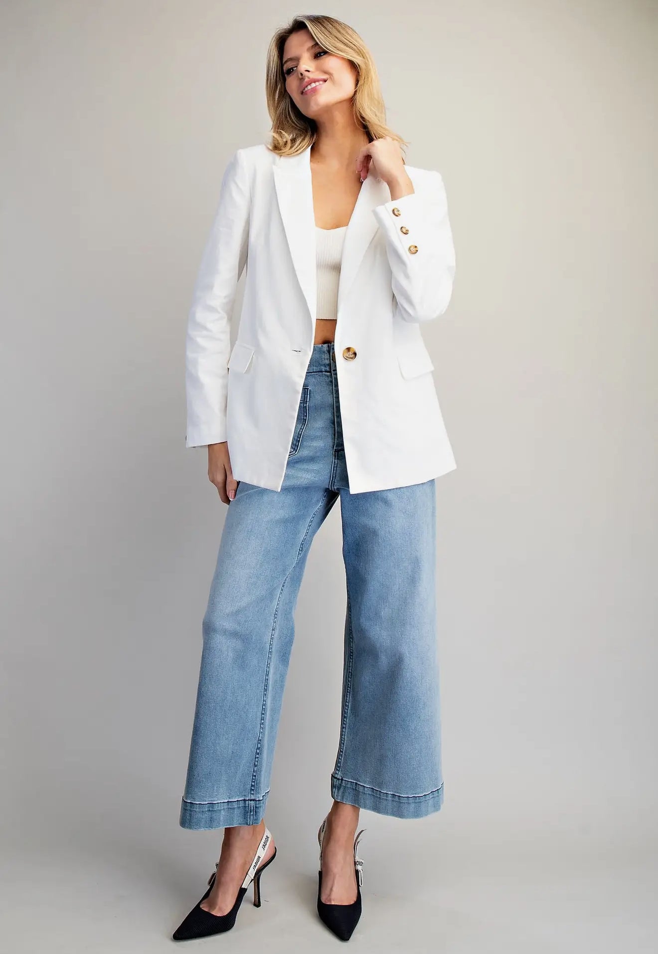 White Linen Blazer