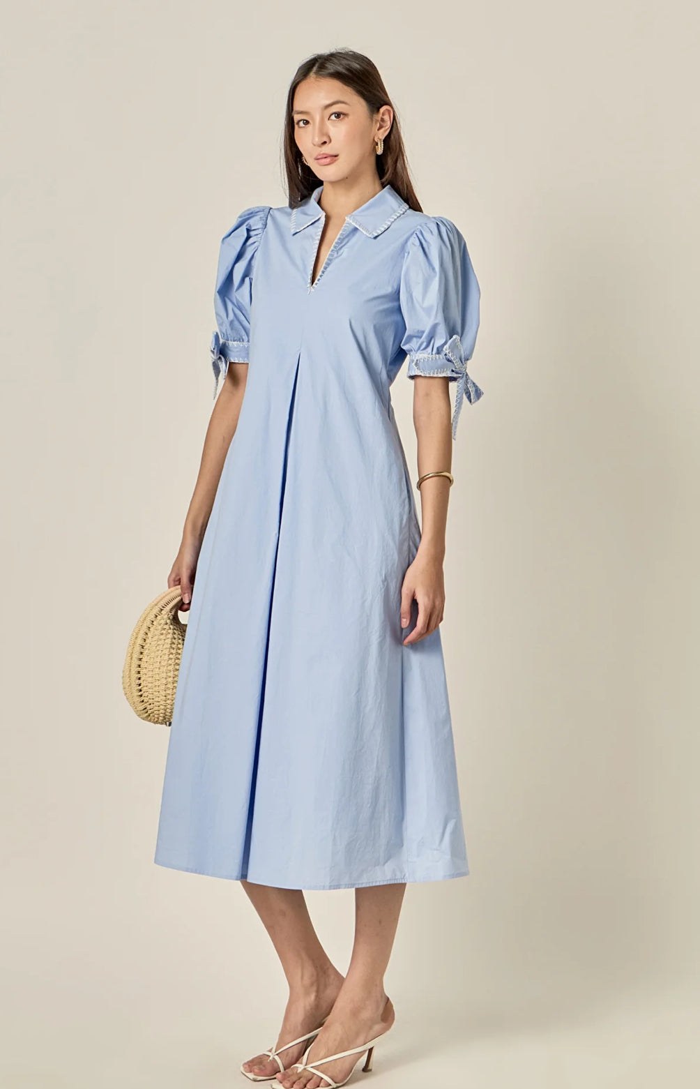 Stitch Detailed Midi Dress