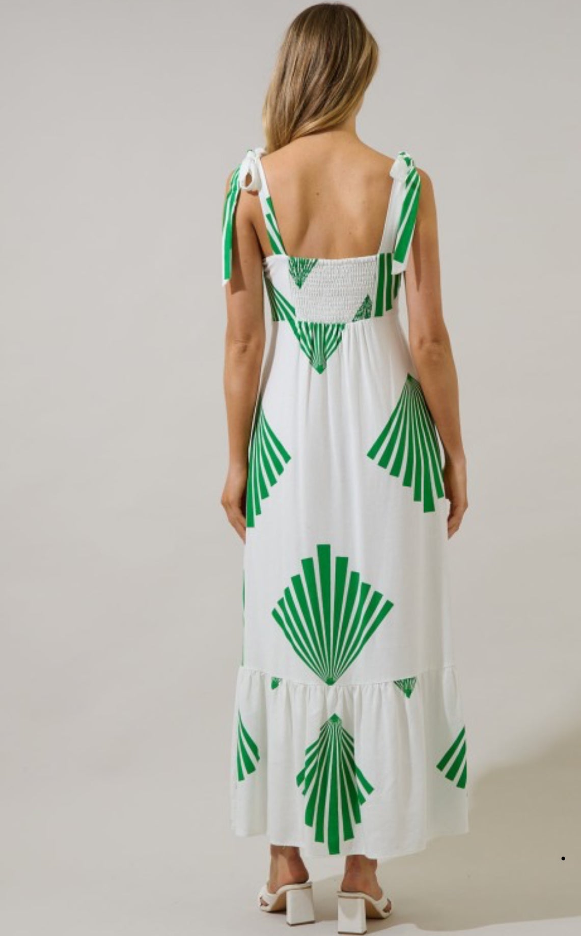 Palm Shoulder Tie Maxi Dress