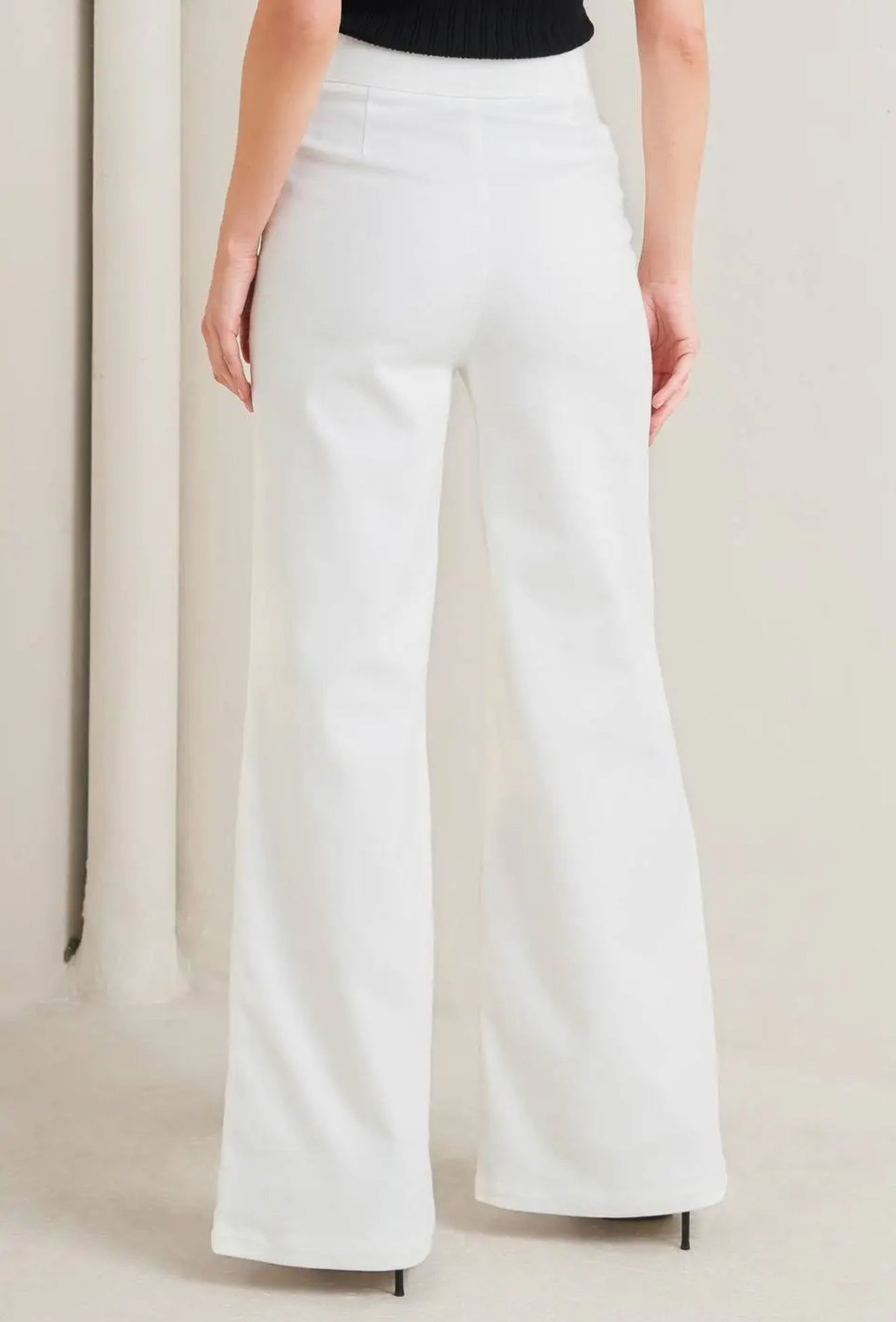 Lia High Waisted Button Accent Flare Pants