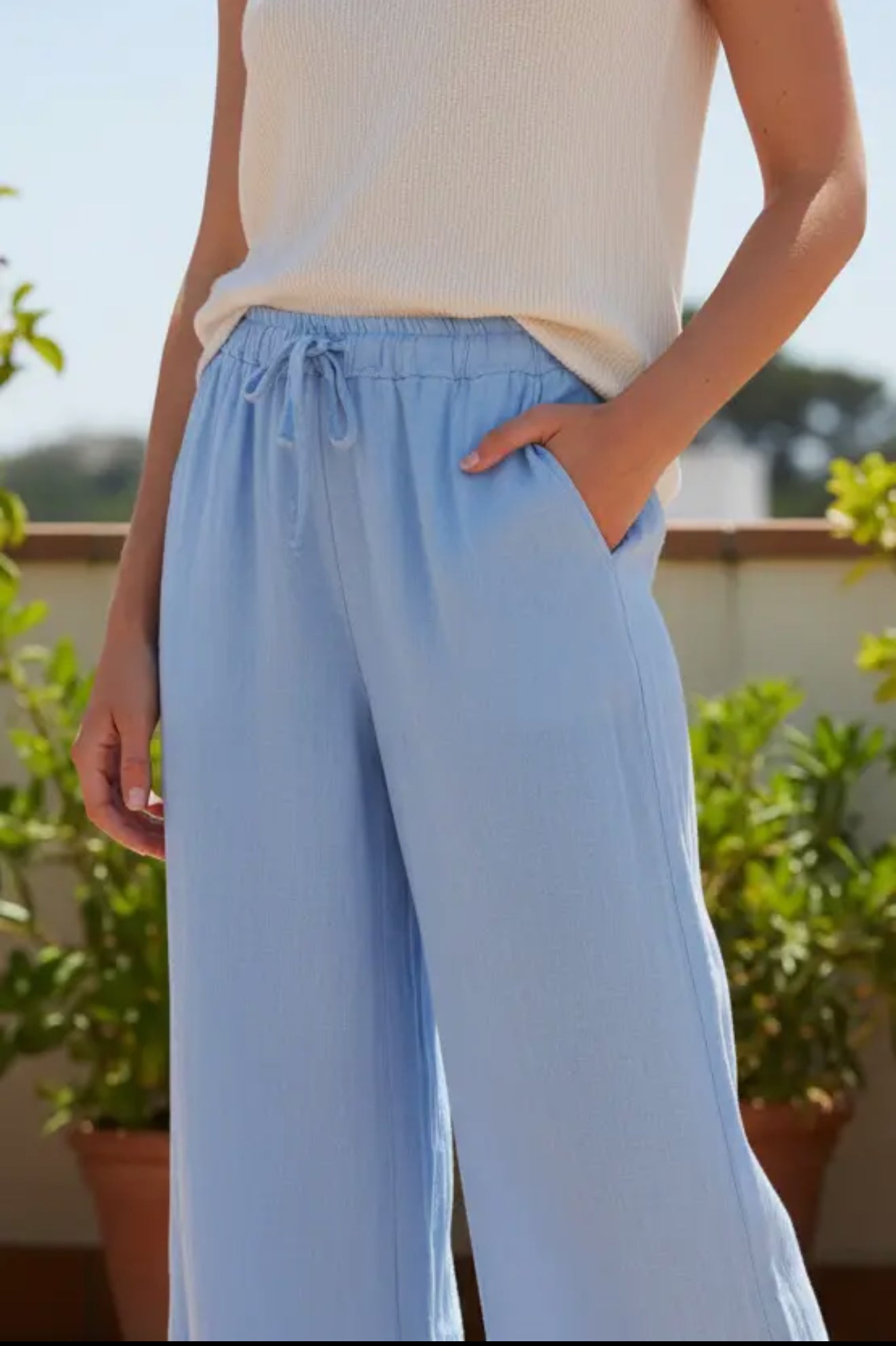 Woven Fringe Linen Pant