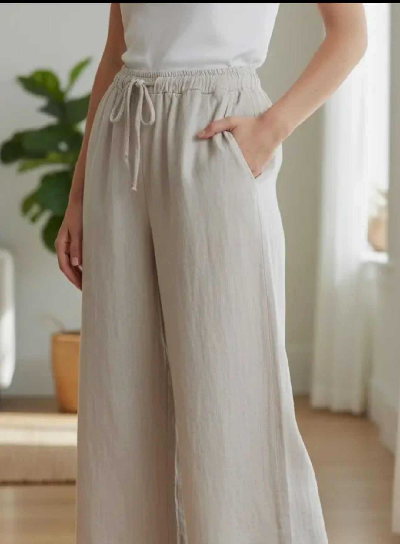 Woven Fringe Linen Pant