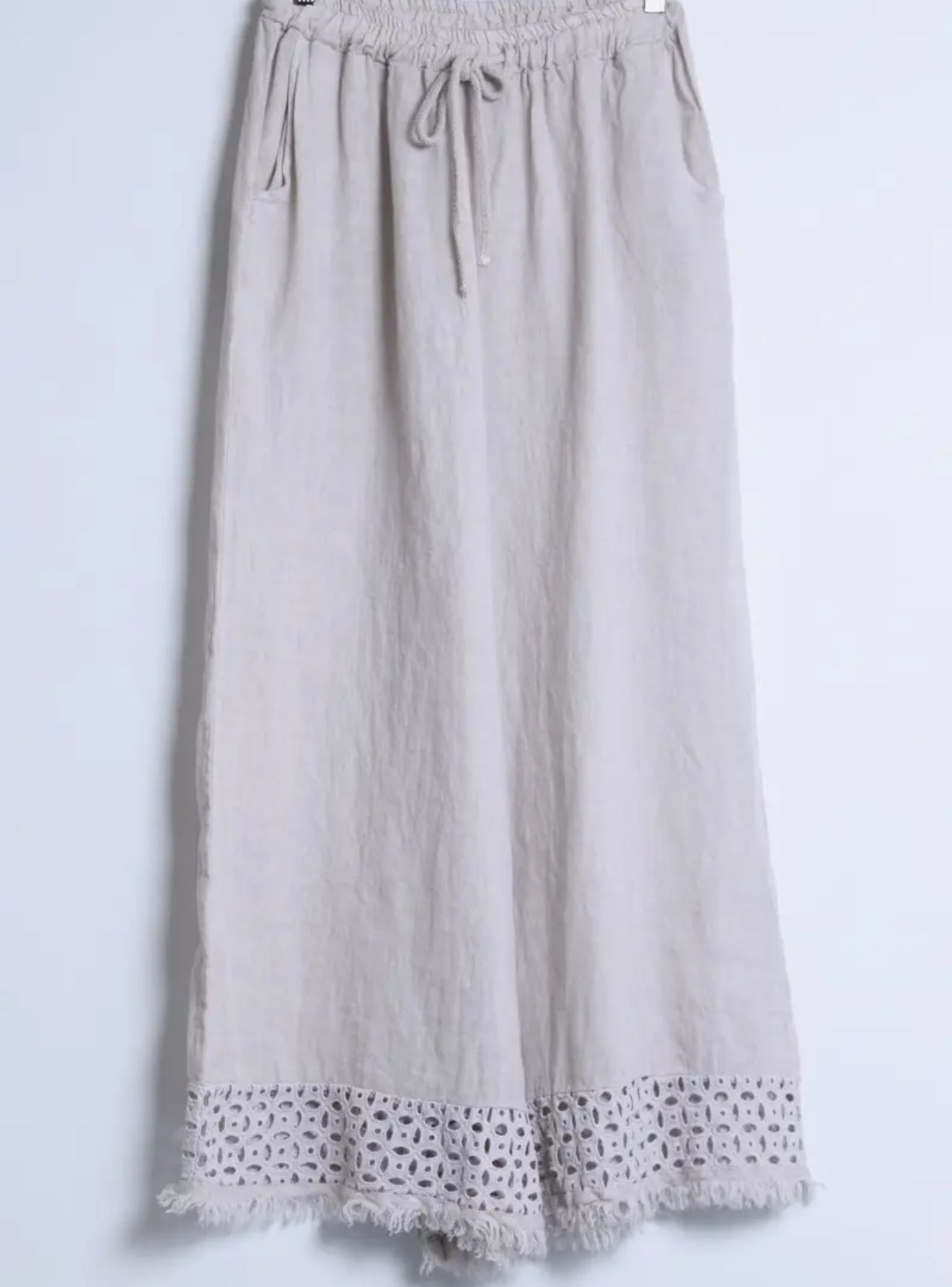 Woven Fringe Linen Pant
